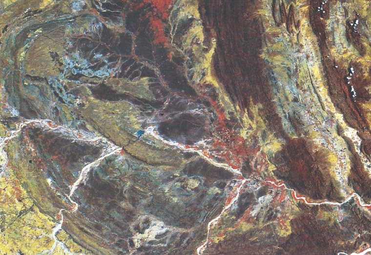 Landsat image mosaic showing part of the Cuddapah Basin.