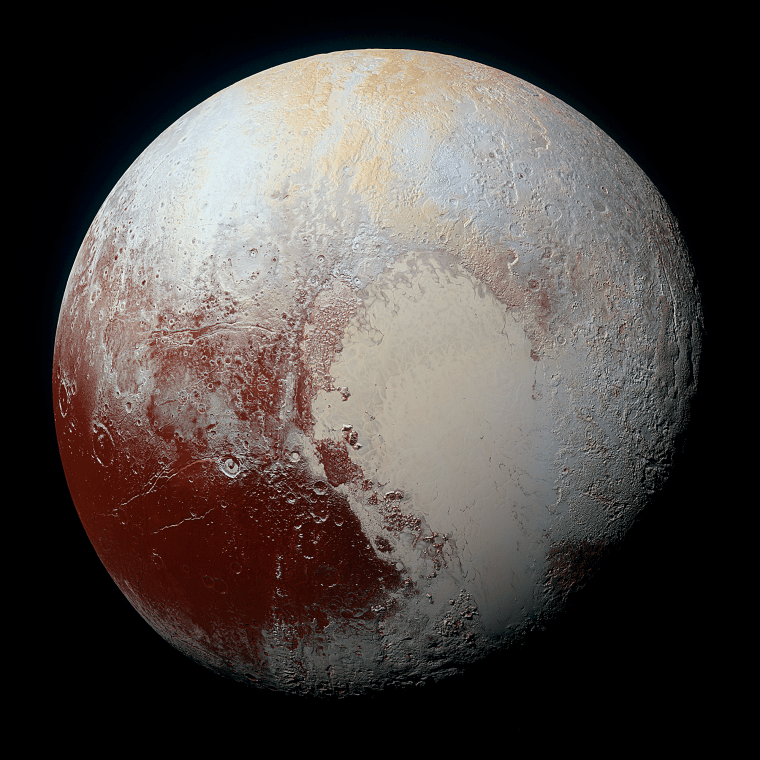 Pluto imaged in approximately natural colour by New Horizons. (credit: NASA)