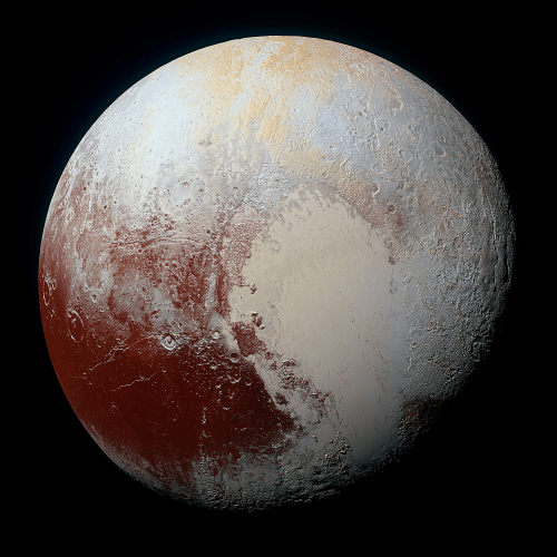 Pluto imaged in approximately natural colour by New Horizons. (credit: NASA)